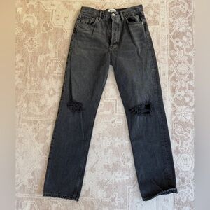 Agolde Dark Gray Ripped Skinny Jeans